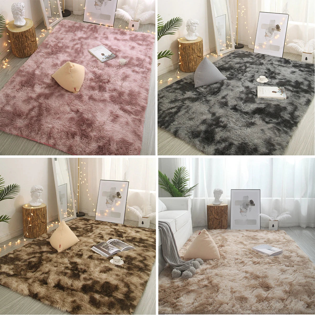 Plush carpet living room Decoration Gray bedroom carpet Fluffy Mat for hallway Non-slip Hair Rugs Bedside designs room Mat