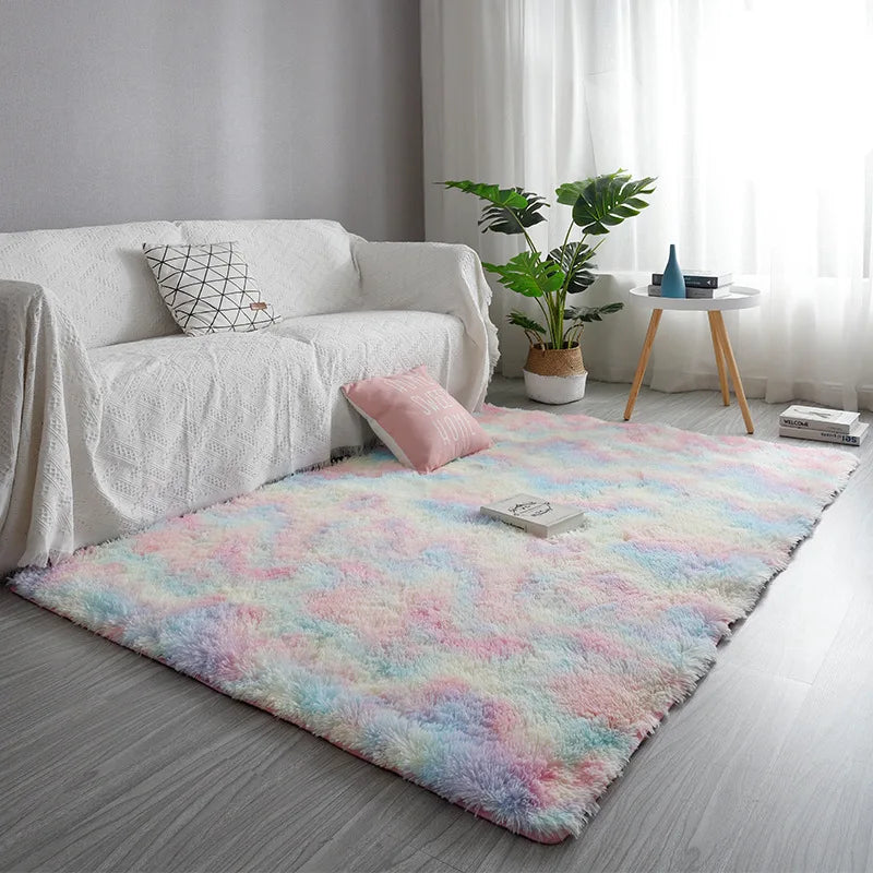 Plush carpet living room Decoration Gray bedroom carpet Fluffy Mat for hallway Non-slip Hair Rugs Bedside designs room Mat