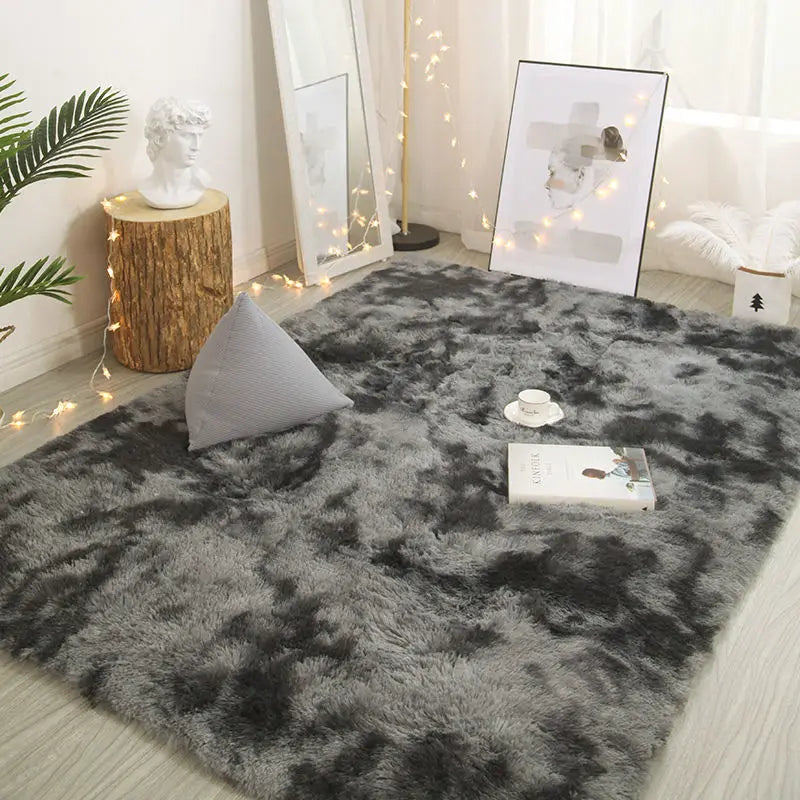 Plush carpet living room Decoration Gray bedroom carpet Fluffy Mat for hallway Non-slip Hair Rugs Bedside designs room Mat