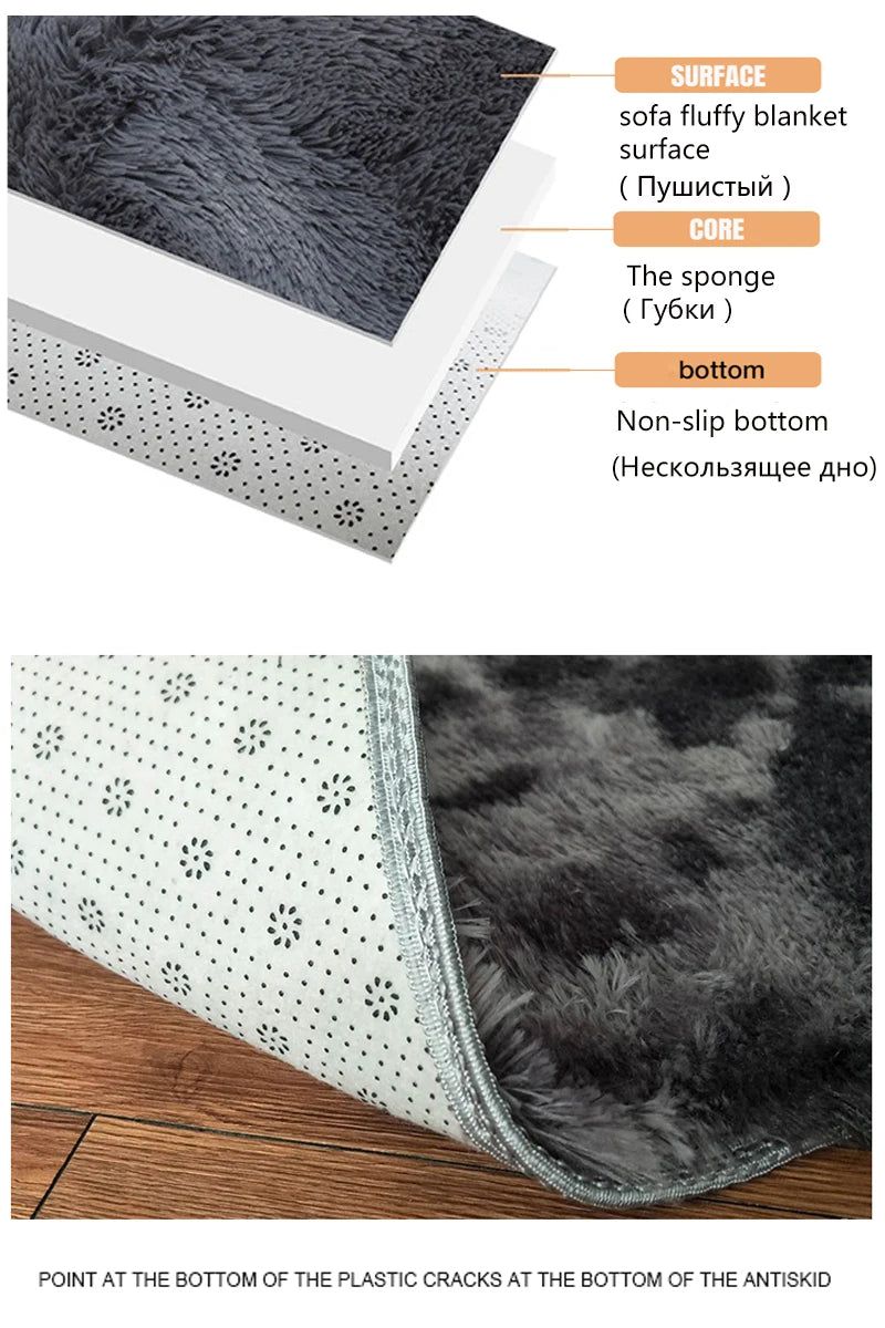 Plush carpet living room Decoration Gray bedroom carpet Fluffy Mat for hallway Non-slip Hair Rugs Bedside designs room Mat