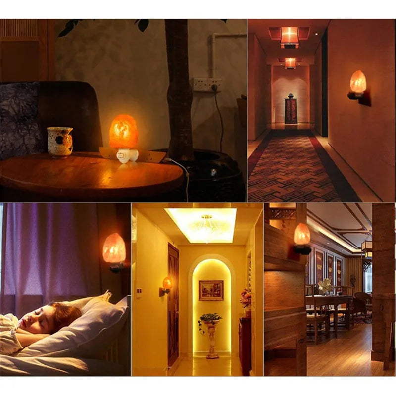 Natural Himalayan Wall Night Light LED Warm Crystal Hand Carved Bedside Salt Lamp for Bedroom Home Room Decoration 방꾸미기 아이