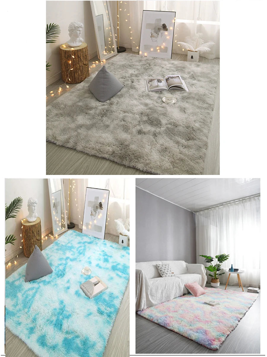 Plush carpet living room Decoration Gray bedroom carpet Fluffy Mat for hallway Non-slip Hair Rugs Bedside designs room Mat