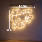 Henna Night LED Neon Sign Customized - Henna Party Lighting, Henna Day Decoration for Bridal Shower, Wedding Background Wall Art