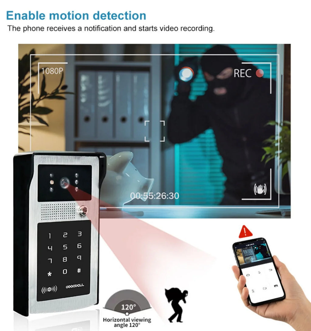 Tuya Smart Wifi Video Doorbell Intercom System 1080P Wireless video door phone Outdoor WIFI Camera RFID Card for Home Apartment