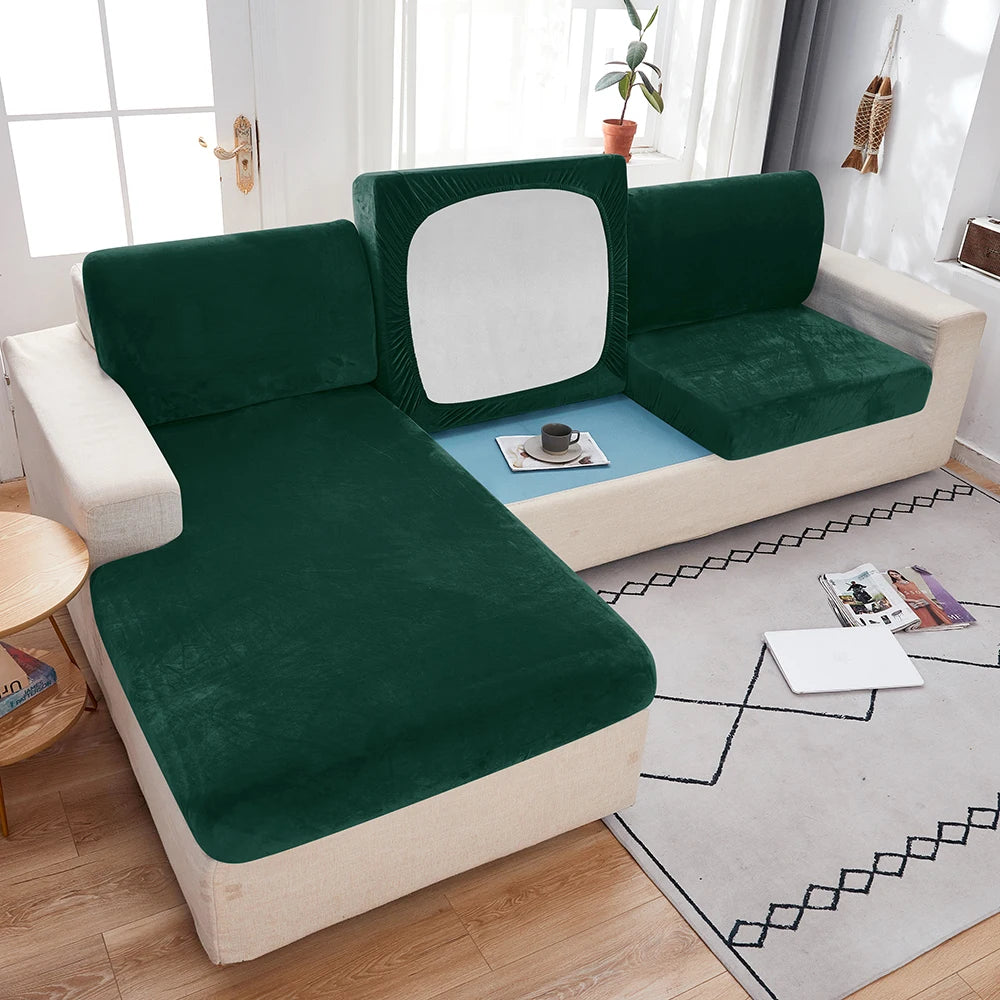 1pc Plush Sofa Slipcover Anti-slip Elastic Sofa Cover for Bedroom Office Living Room Home Decor Couch Cover Furniture Protector