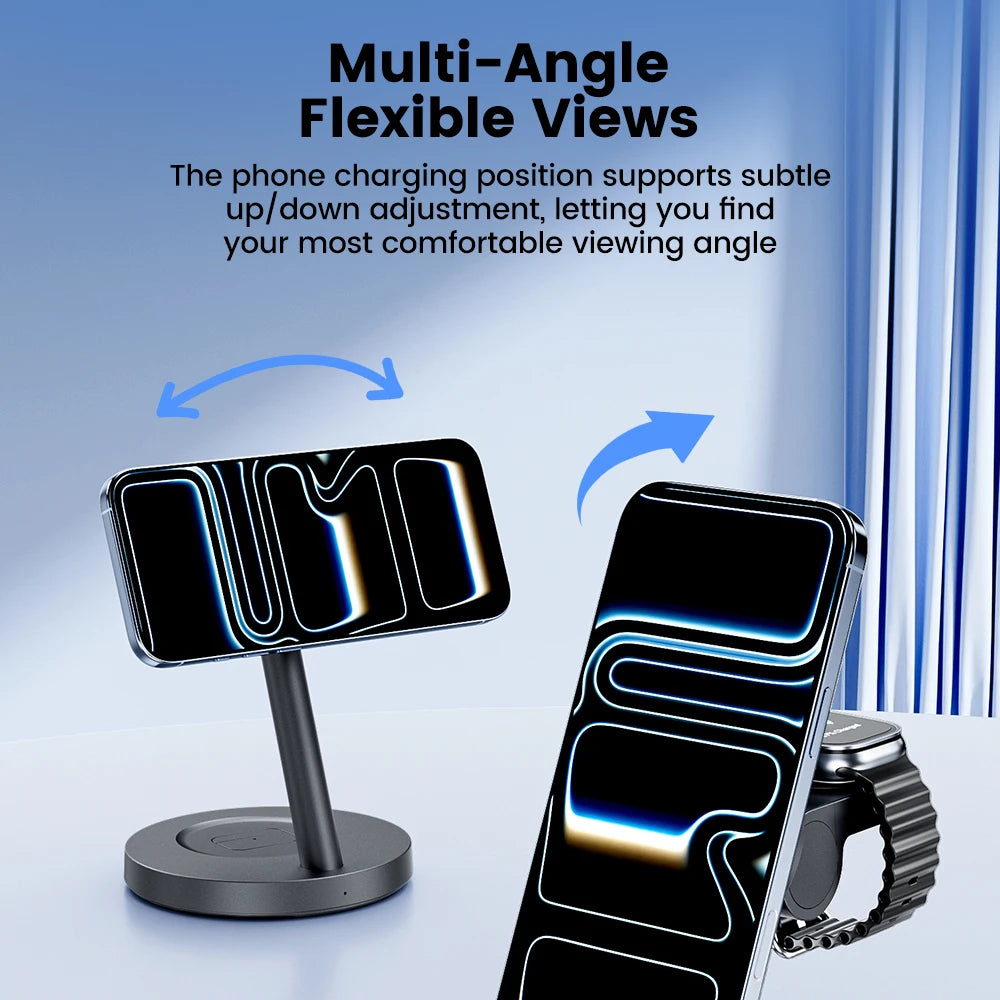 Toocki Qi2.2 Magnetic Wireless Charger 25W Fast Charging 3-in-1 Desktop Wireless Charger For iPhone 15 16 17 Apple Watch Earbuds