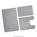 Soft Absorbent Bathroom Carpet Set NonSlip Washable Toilet Mats Flannel Rugs for Home Gym and Salon