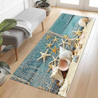 Summer Ocean Beach Themed Kitchen Mat Home Decor Sea Shell Sailboat Print Floor Mat Living Room Bath Entrance Non-slip Door Mat
