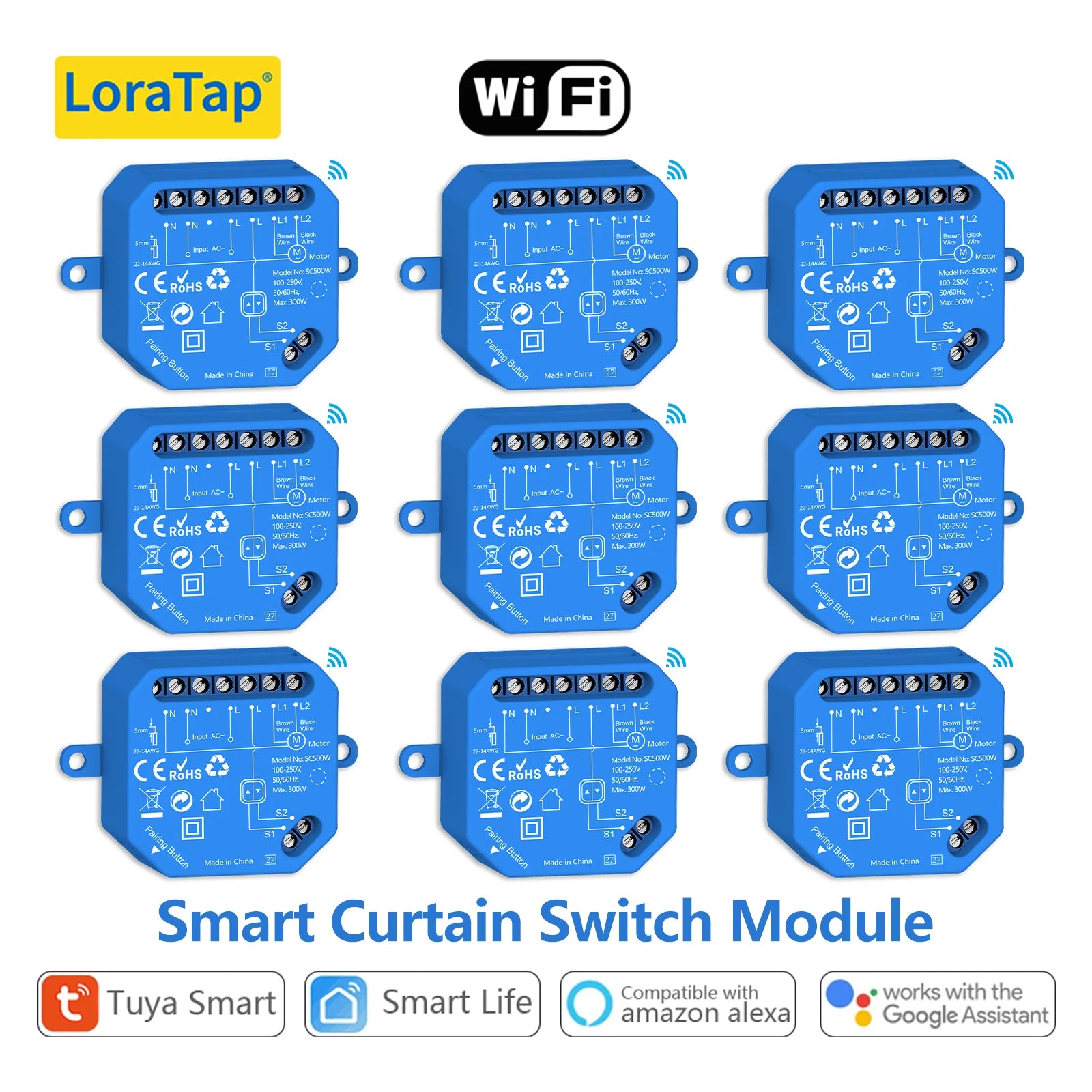 LoraTap Tuya Smart Roller Shutter Curtain Blinds Switch Tubular Motor Percentage Remote Voice Control by Google Home Alexa