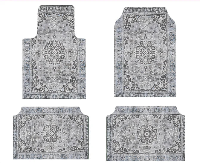 Set of Bohemian Style Floor Mat Universal Size Car Foot Mat American Retro Rugs for Bedroom Home Anti-slip Soft Rug