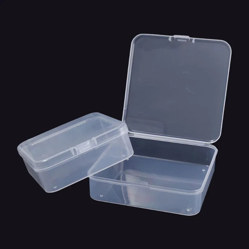 20/1x Plastic Containers Clear Small Storage Box with Hinged Lid for Small Items Crafts Jewelry Tabletop Storage Accessories