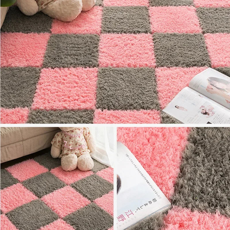 30X30cm DIY Jigsaw Shaggy Carpet Living Room Bedroom Soft Floor Area Rug Children Kids Magic Patchwork Plush Mat Baby Play Mats