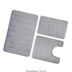 Soft Absorbent Bathroom Carpet Set NonSlip Washable Toilet Mats Flannel Rugs for Home Gym and Salon