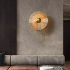 SANDYHA Modern Glass Wall Lamp Circular Night Light Nordic Style Home Decor Bedroom Living Room Study Corridor Background
