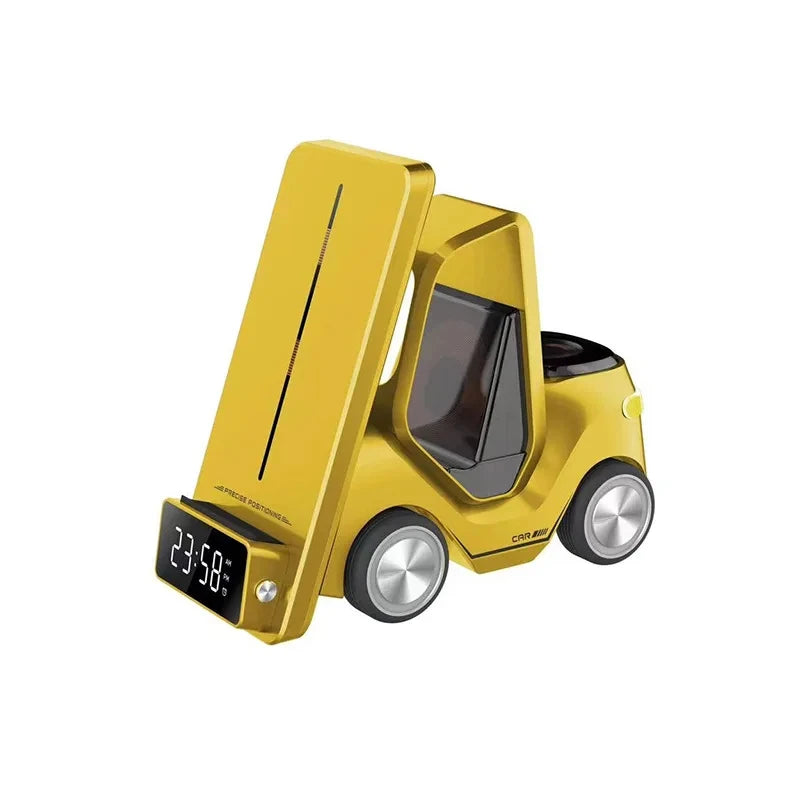 3 in 1 Forklift Design Wireless Charger Station 15W Fast Charging For iPhone Apple Watch Earphones Night Light Charging Station