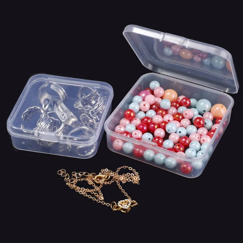20/1x Plastic Containers Clear Small Storage Box with Hinged Lid for Small Items Crafts Jewelry Tabletop Storage Accessories