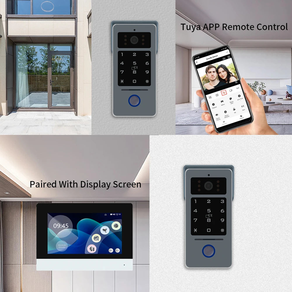 TUYA WIFI 7/10in Video Doorbell Intercom Kits 1080P Monitor Outdoor Camera 2-Wire Audio Remote Unlock Door Phone Visual Intercom