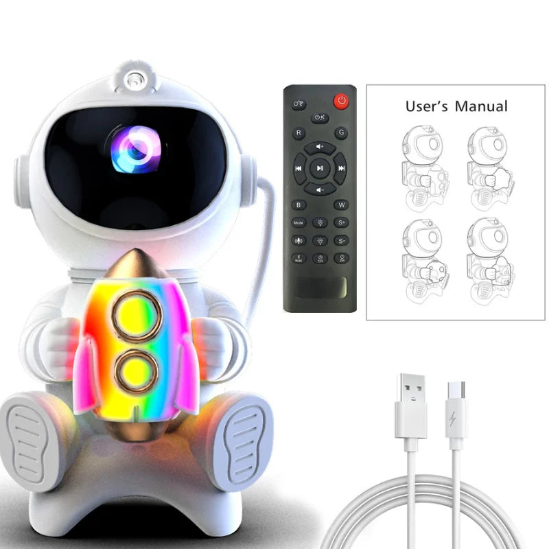 Astronaut LED Night Light Galaxy Star Projector Bluetooth Speaker Remote Control Timer 360° Adjustable Angle for Bedroom Decor