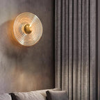 SANDYHA Modern Glass Wall Lamp Circular Night Light Nordic Style Home Decor Bedroom Living Room Study Corridor Background