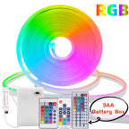 5V RGB Neon Strip Light 1M 2M 3M 3AA Battery Box With Bluetooth Remote Control Waterproof Flexible Ribbon Tape For Home Decor