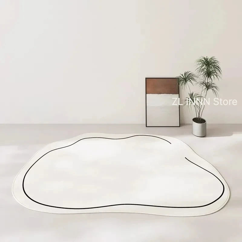 Cream Color Irregular Oval Carpets for Living Room Children Bedroom Rug Ins Soft Fluffy Bedside Rugs Short Plush Large Area Mats