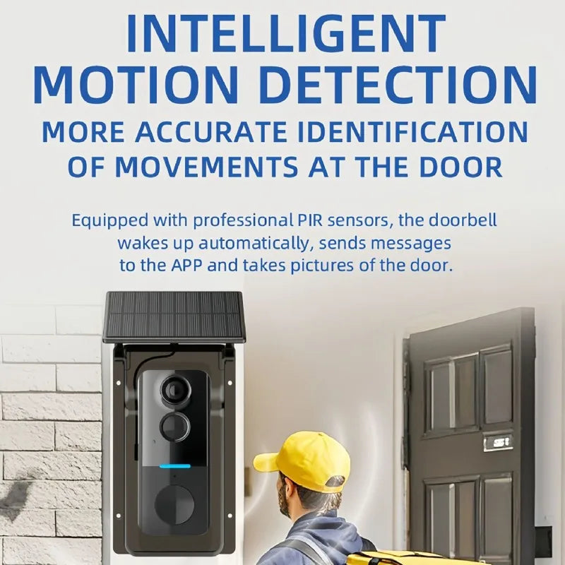 Tuya Outdoor Wireless Doorbell Solar Cover 1080P Video Intercom 2-way Audio Motion Detection Peephole Door Camera Wifi Doorbell