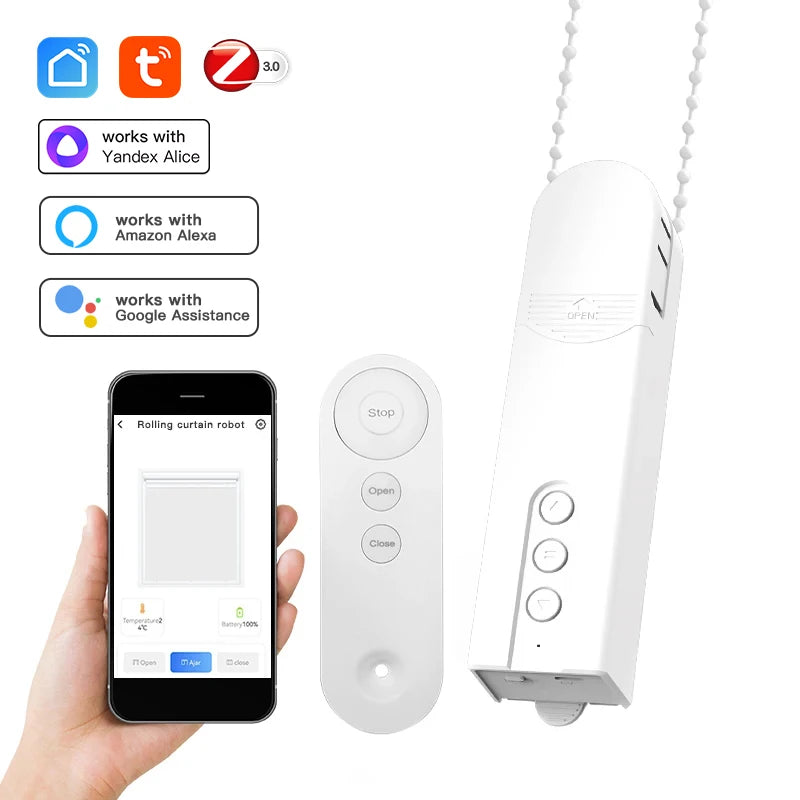 Tuya Zigbee Smart Blind Motor Automatic Electric Roller Shutter Shadows Robot App Control Lifting Curtain Opening Closing Driver