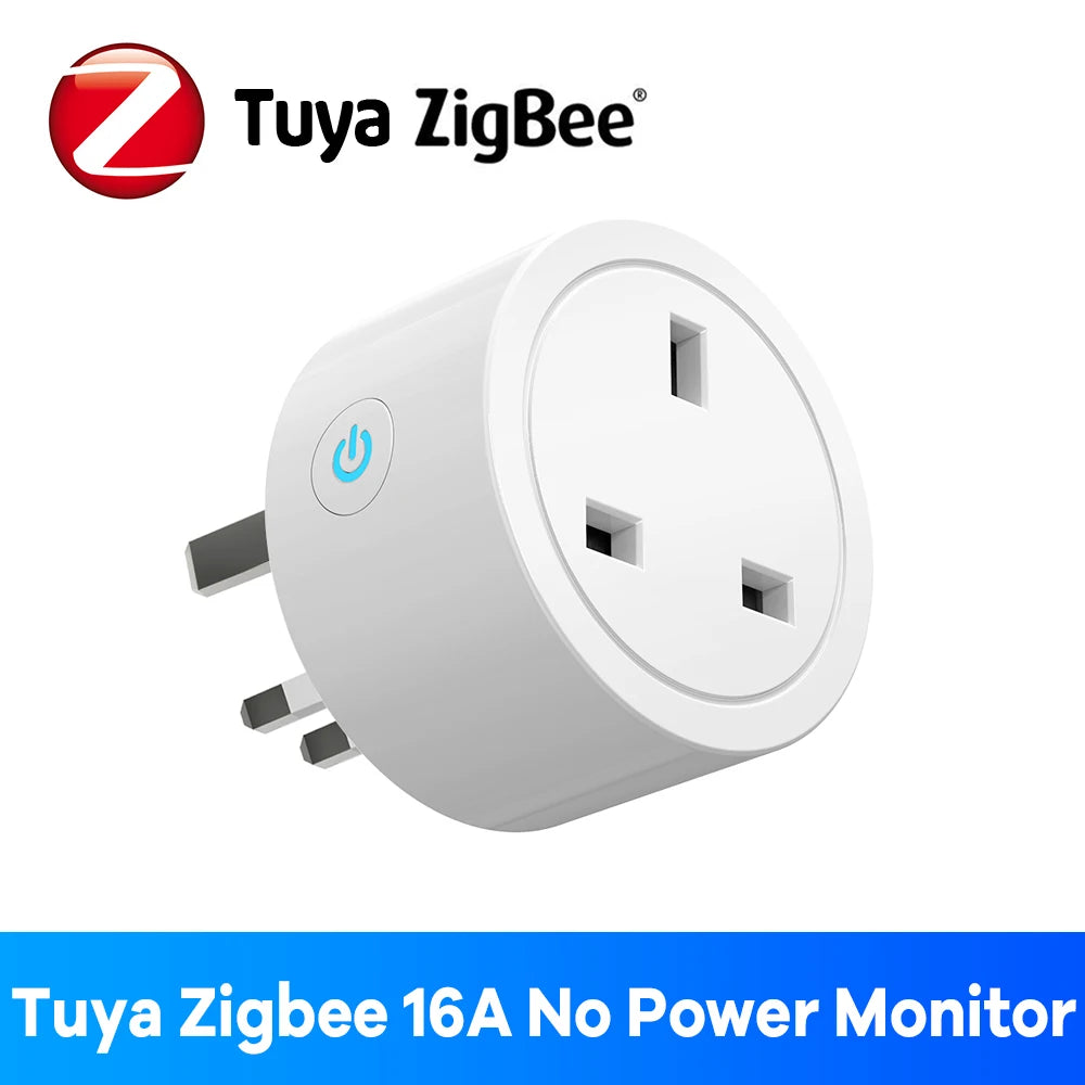 Zigbee Smart Plug 16A UK Socket Works With Alexa Google Home Energy Monitor Timer Remote Control for Electrical Sockets Tuya APP