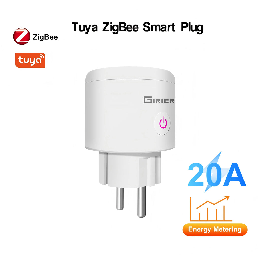 20A Tuya WiFi/ZigBee Smart Plug EU with Power Monitor Smart Life App Remote Control Socket Outlet Works with Alexa Google Home