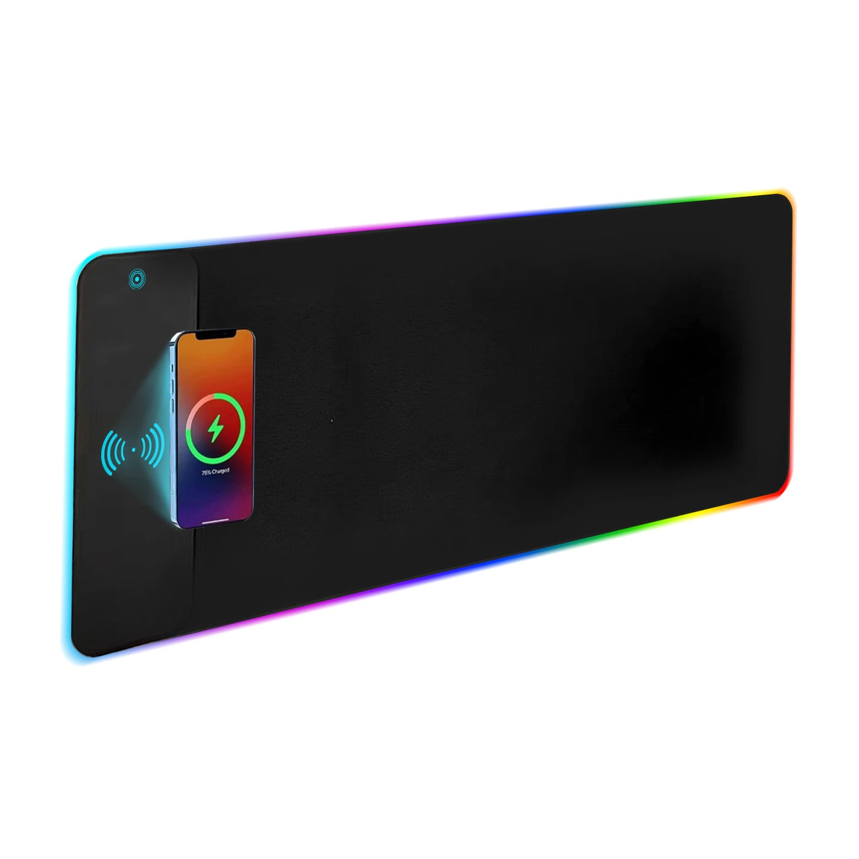 3-in-1 Wireless Charging Desk Mat RGB Gaming Mouse Pad Large Waterproof Ultra Smooth Desktop Pad with Phone Holder for Office