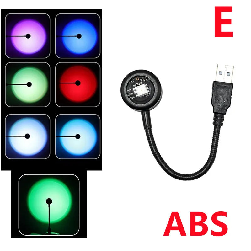 RnnTuu Led USB Sunset Lamp Projector Home Decor Night Light Portable Mood Light For Living Room Wall Photography Neon Lights