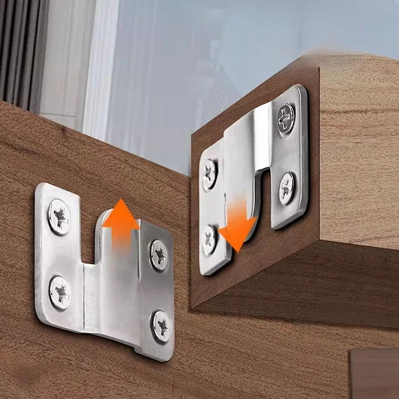 10pcs Picture Frame Hooks Stainless Steel Wall Hanger Flush Mount Hanging Buckle Furniture Interlock Bracket Joint Connector