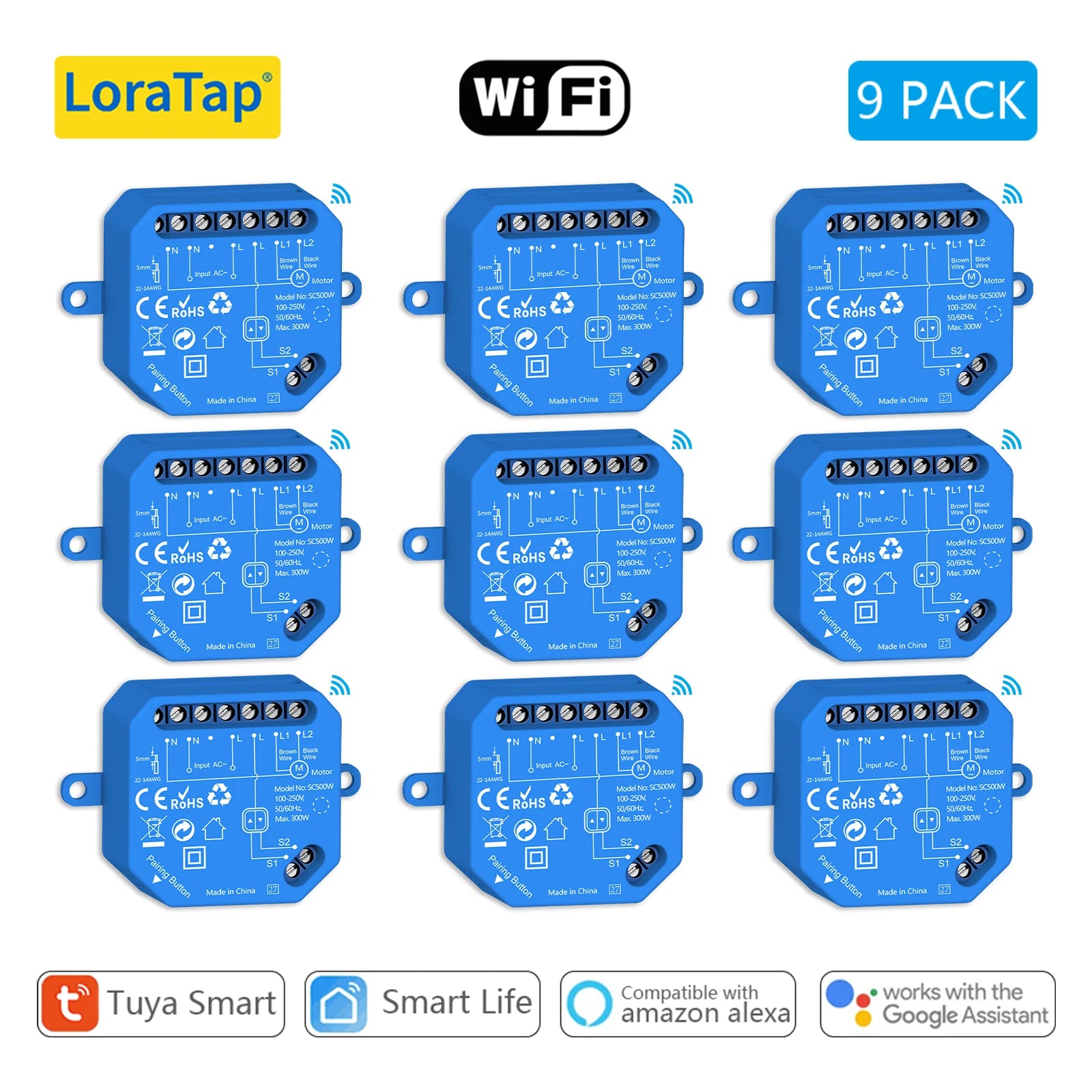LoraTap Tuya Smart Roller Shutter Curtain Blinds Switch Tubular Motor Percentage Remote Voice Control by Google Home Alexa