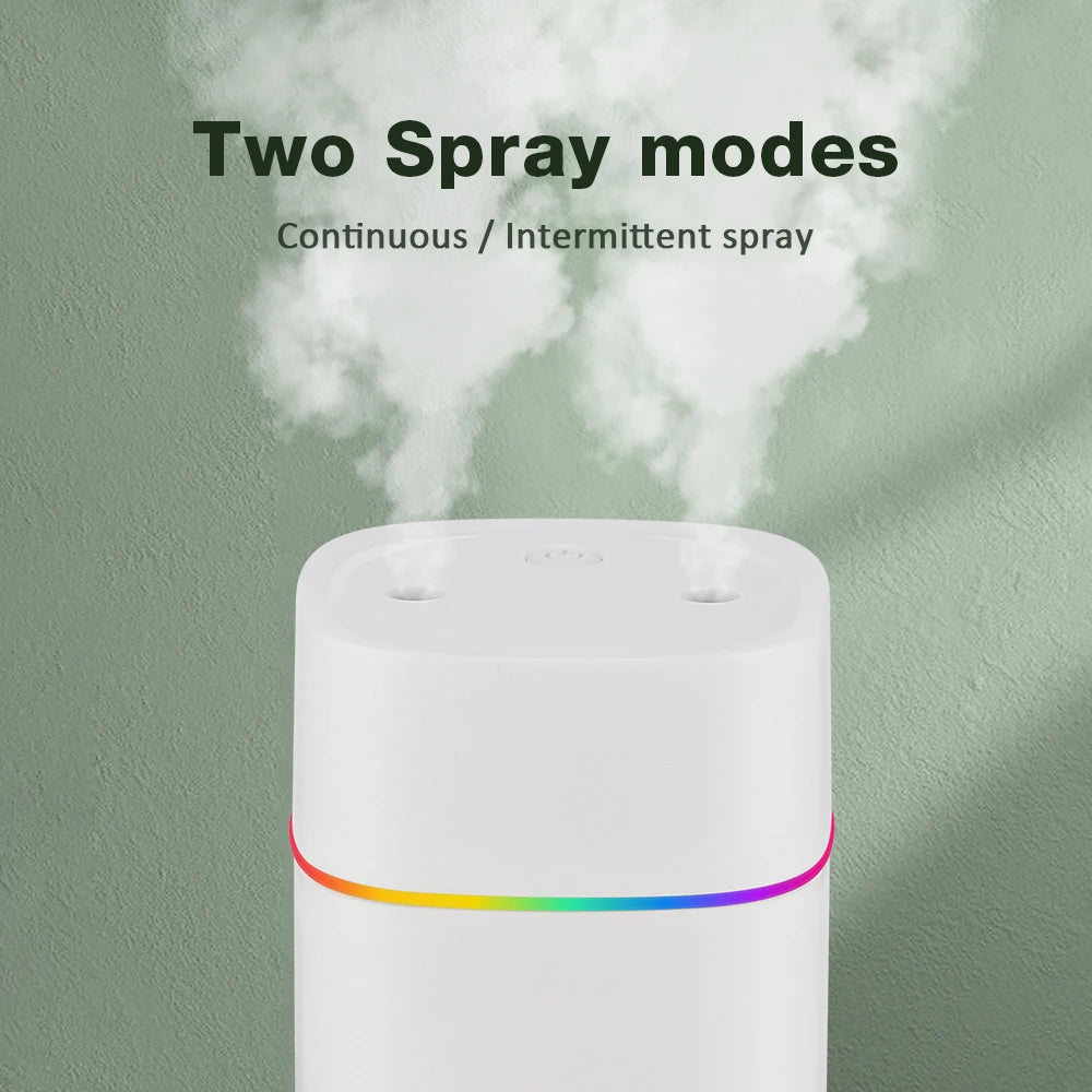 USB Cool Mist Sprayer Portable 600ml Electric Air Humidifier Aroma Oil Diffuser with Colorful Night Light for Home Car