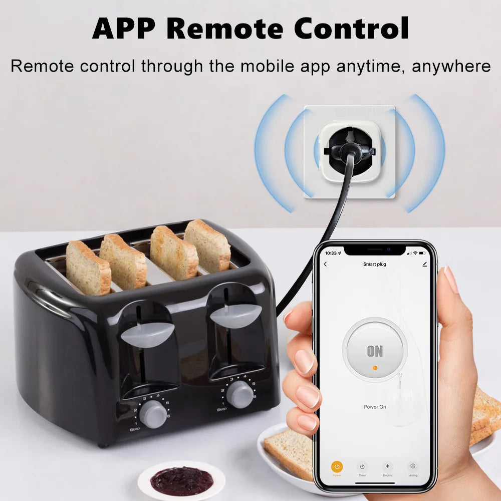 16A Matter EU WiFi Smart Socket Home Appliance Mini Smart Plug Adapter APP Control Timer Works with HomeKit Siri Alexa Google