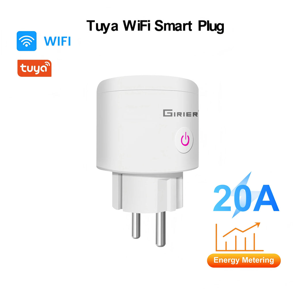 20A Tuya WiFi/ZigBee Smart Plug EU with Power Monitor Smart Life App Remote Control Socket Outlet Works with Alexa Google Home