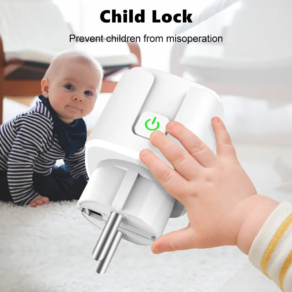16A Matter EU WiFi Smart Socket Home Appliance Mini Smart Plug Adapter APP Control Timer Works with HomeKit Siri Alexa Google