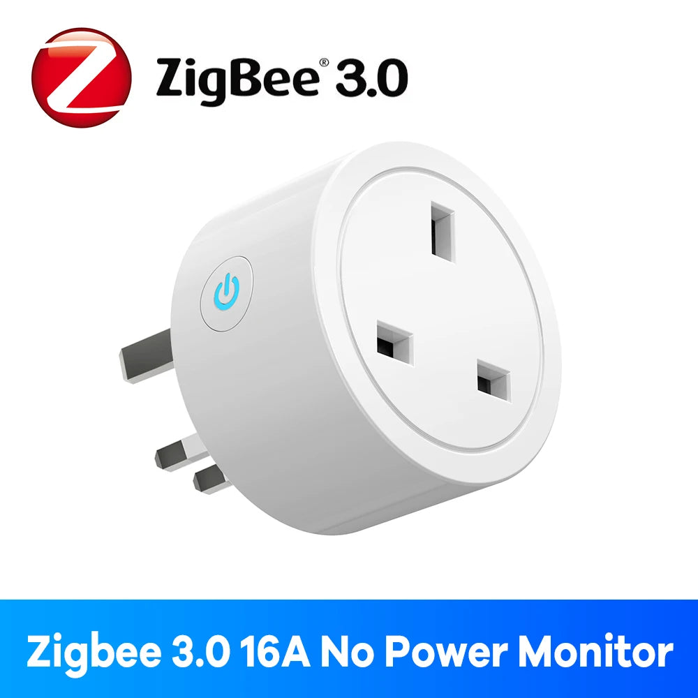 Zigbee Smart Plug 16A UK Socket Works With Alexa Google Home Energy Monitor Timer Remote Control for Electrical Sockets Tuya APP