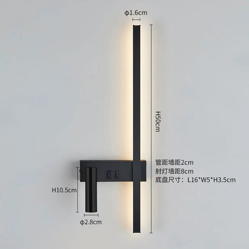 Wall lamp Nordic modern black and white minimalist living room sofa background wall decorative lamp light luxury bedroom bedside