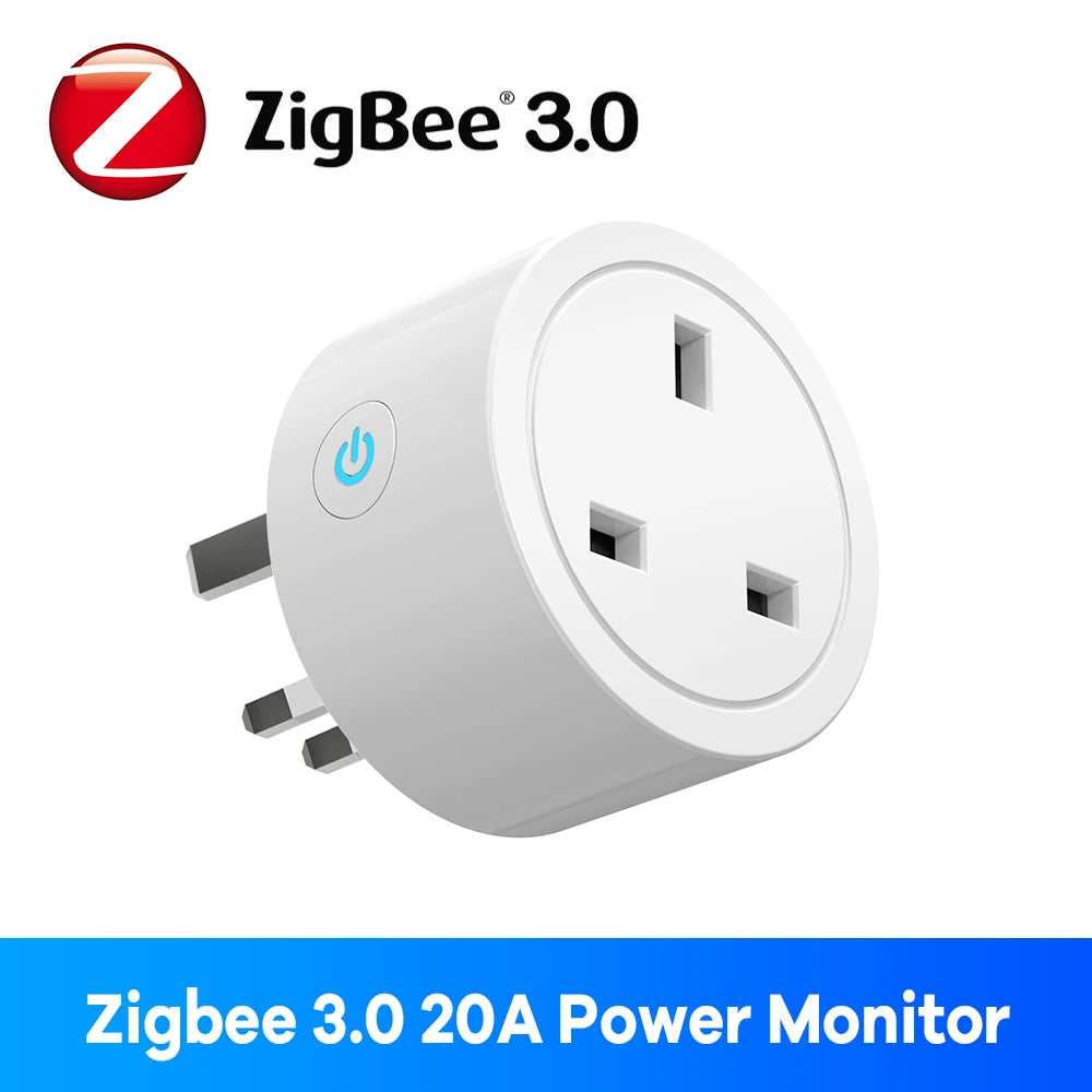 Zigbee Smart Plug 16A UK Socket Works With Alexa Google Home Energy Monitor Timer Remote Control for Electrical Sockets Tuya APP