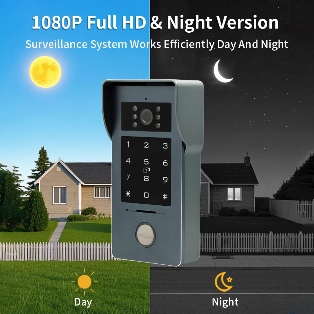 TUYA WIFI 7/10in Video Doorbell Intercom Kits 1080P Monitor Outdoor Camera 2-Wire Audio Remote Unlock Door Phone Visual Intercom