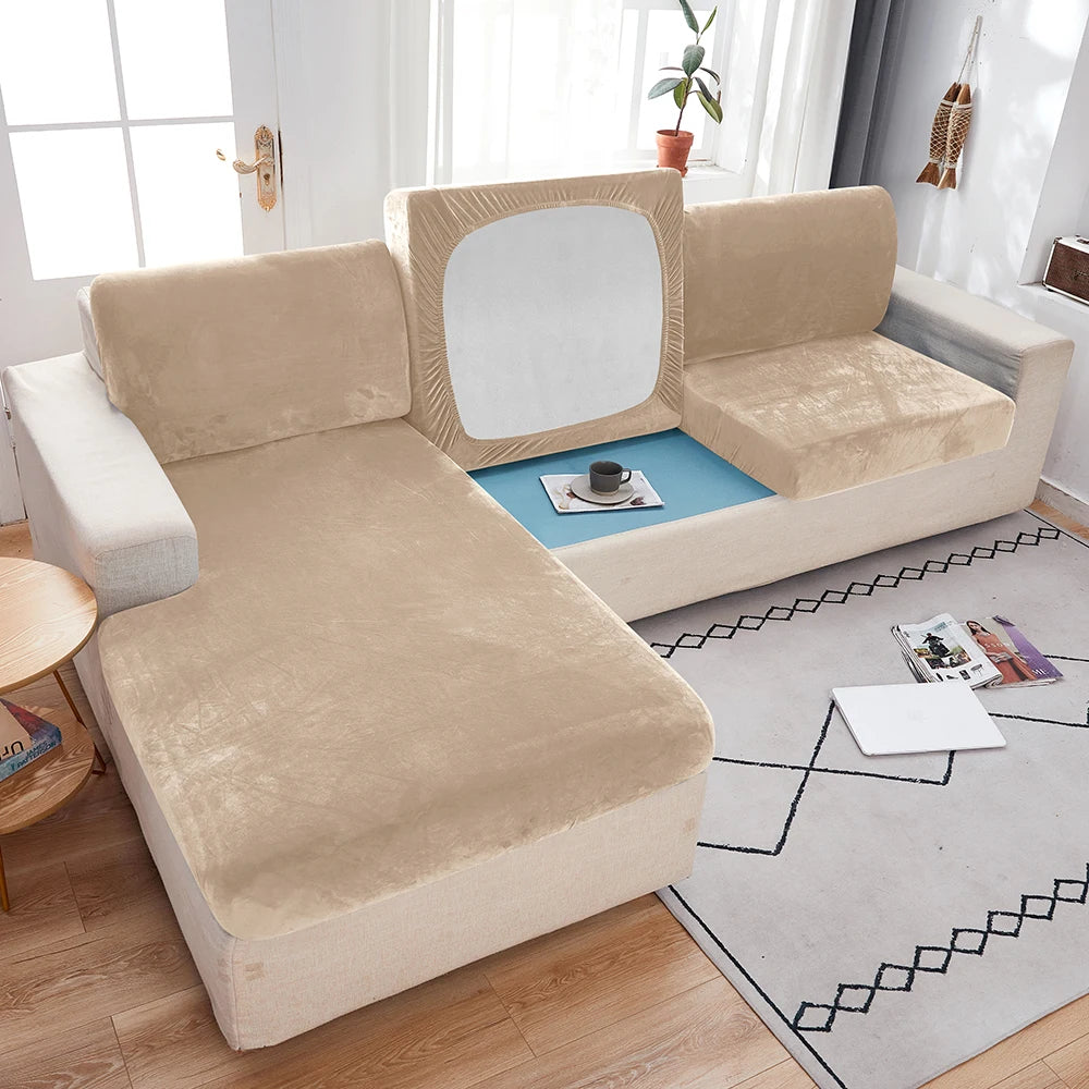 1pc Plush Sofa Slipcover Anti-slip Elastic Sofa Cover for Bedroom Office Living Room Home Decor Couch Cover Furniture Protector