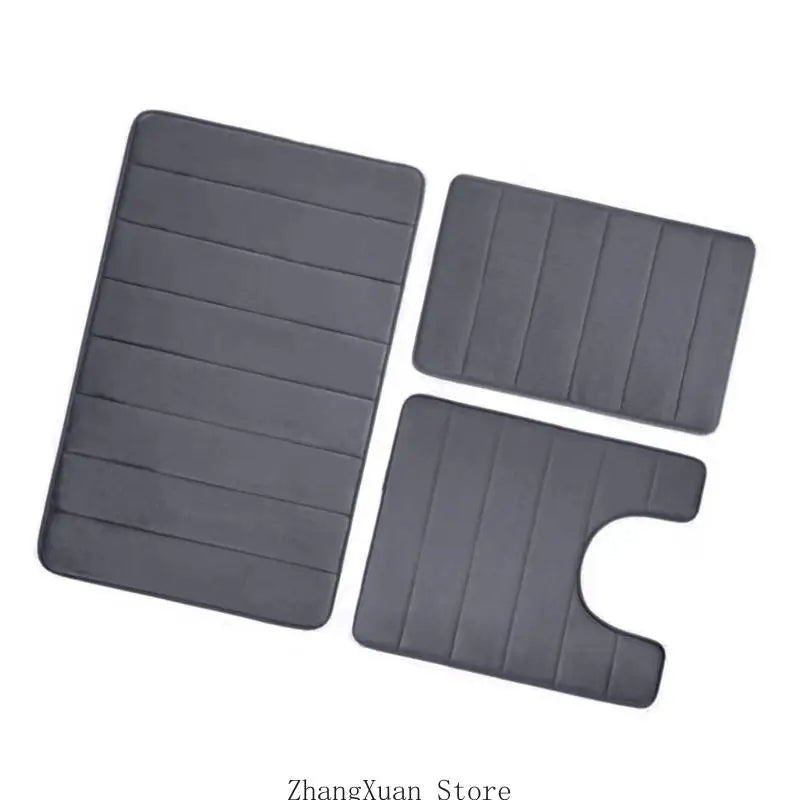 Soft Absorbent Bathroom Carpet Set NonSlip Washable Toilet Mats Flannel Rugs for Home Gym and Salon