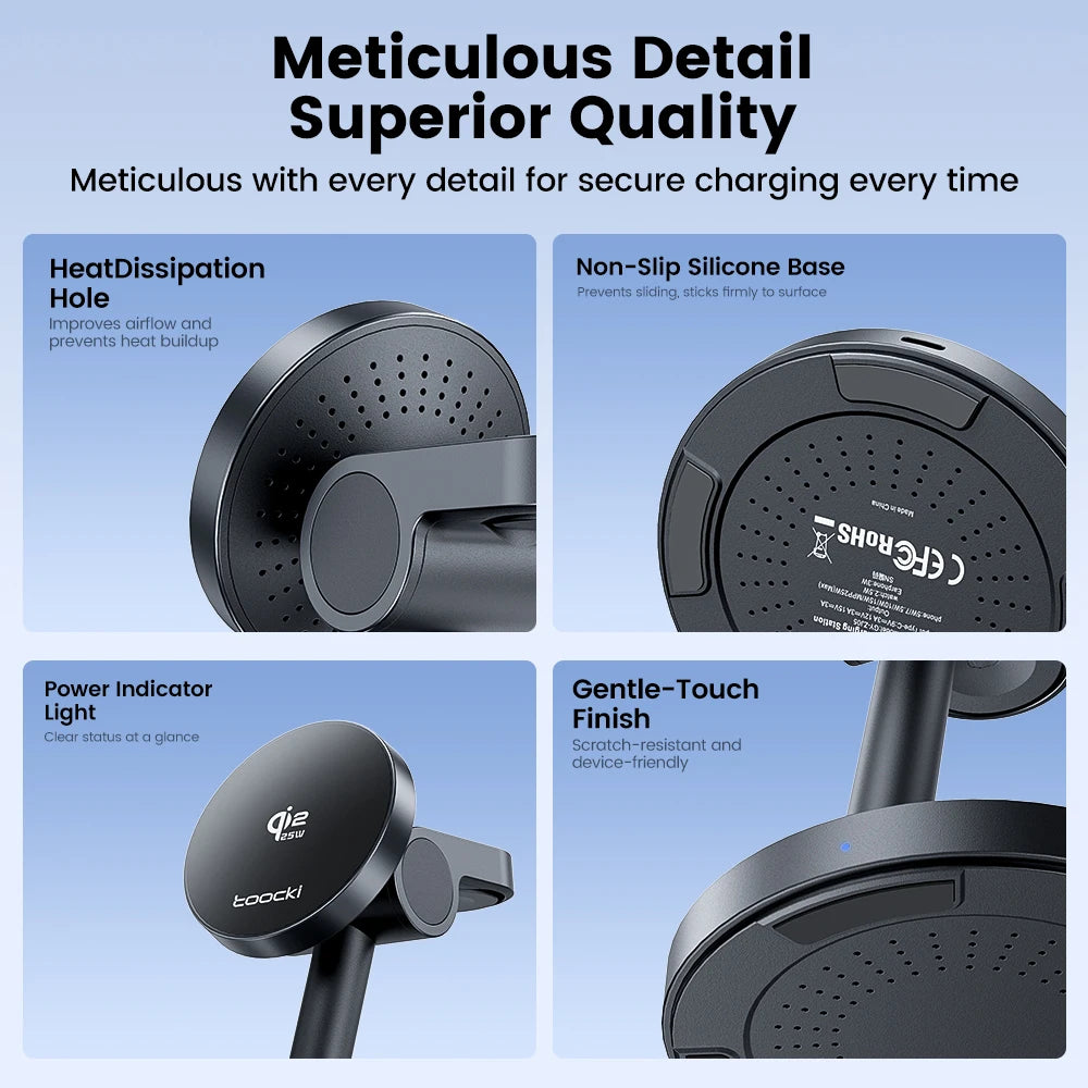 Toocki Qi2.2 Magnetic Wireless Charger 25W Fast Charging 3-in-1 Desktop Wireless Charger For iPhone 15 16 17 Apple Watch Earbuds