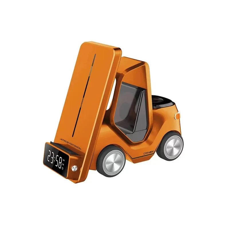 3 in 1 Forklift Design Wireless Charger Station 15W Fast Charging For iPhone Apple Watch Earphones Night Light Charging Station