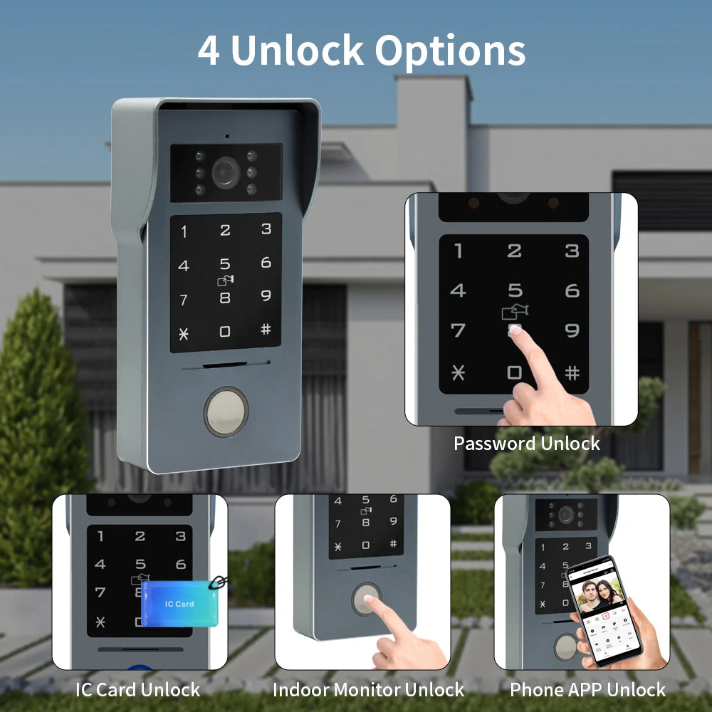 TUYA WIFI 7/10in Video Doorbell Intercom Kits 1080P Monitor Outdoor Camera 2-Wire Audio Remote Unlock Door Phone Visual Intercom