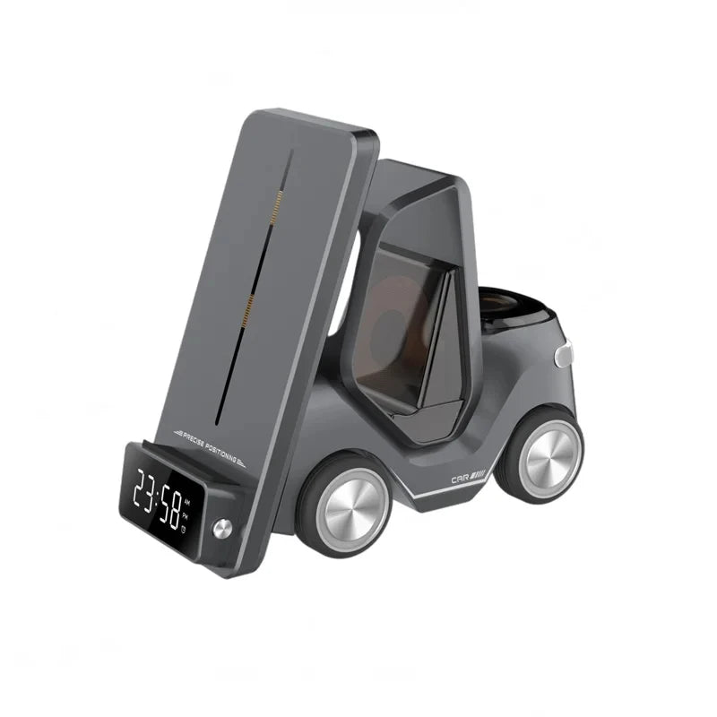 3 in 1 Forklift Design Wireless Charger Station 15W Fast Charging For iPhone Apple Watch Earphones Night Light Charging Station