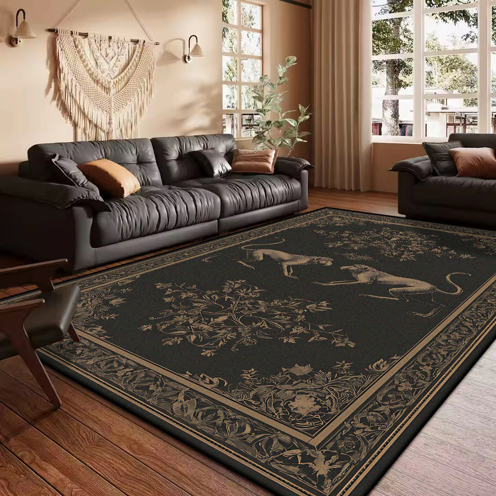 French Retro Style Creative Living Room Carpet Floral Pattern Kitchen Corridor Bedroom Mat Home Decoration Easy Care Sofa Rug