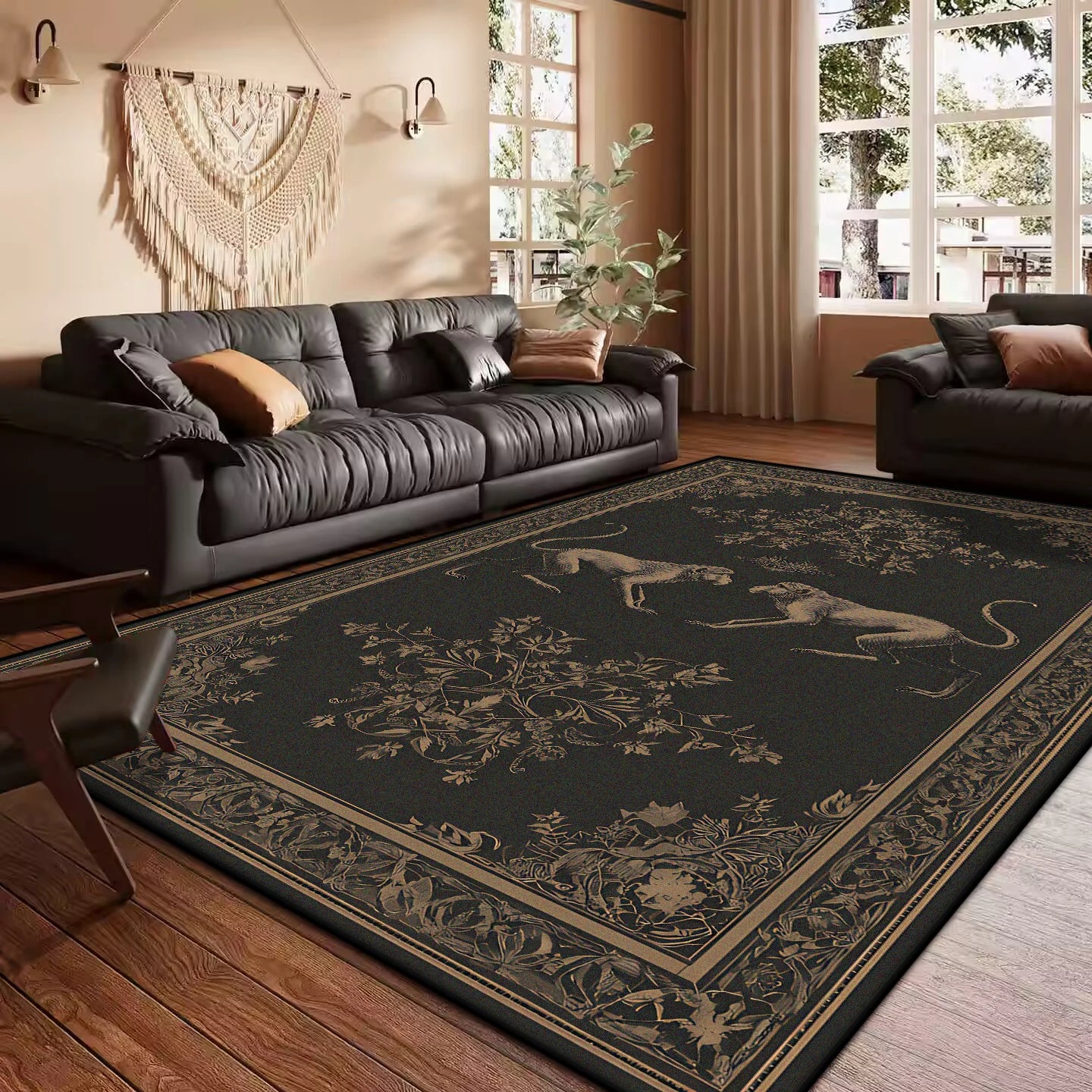French Retro Style Creative Living Room Carpet Floral Pattern Kitchen Corridor Bedroom Mat Home Decoration Easy Care Sofa Rug