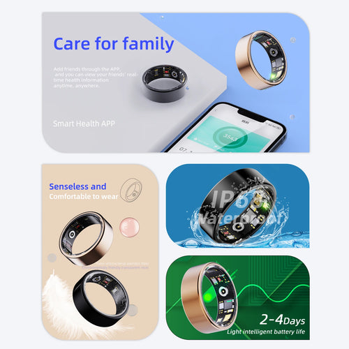 2026 New smart ring equipped with healthmonitor， sleep monitor, men's and women's waterproof multifunctional sports ring